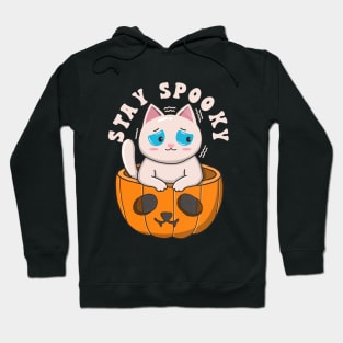 Cute White Cat Stay Spooky Hoodie